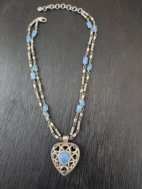 Brighton Blue Heart Pendant Necklace - Silver Tone Women’s Jewelry - Never worn